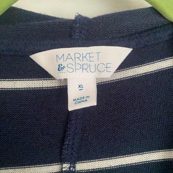 Market & Spruce Navy and White Striped Hoodie - Picture 2 of 3